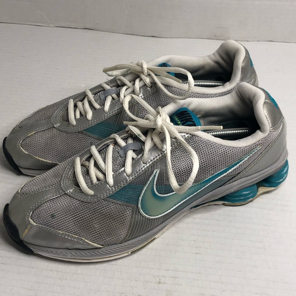 Nike Shox Sneakers Womens 9 Zip Diamond Flex Shoes Silver Teal 386382-031